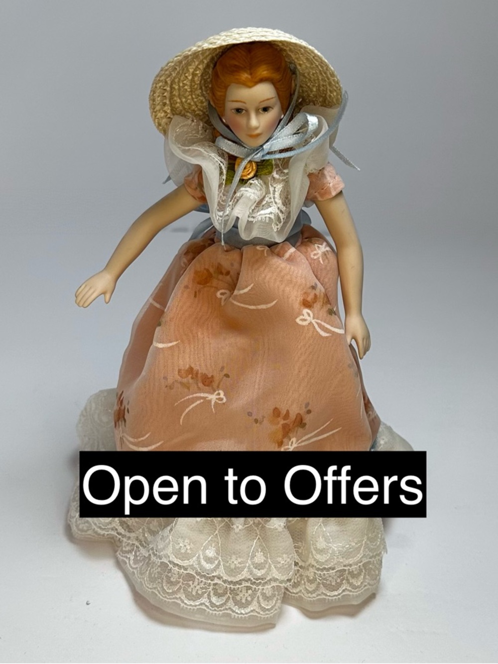 Vintage Avon Porcelain Doll | 1980s Avon Collectible | Floral Dress & hat